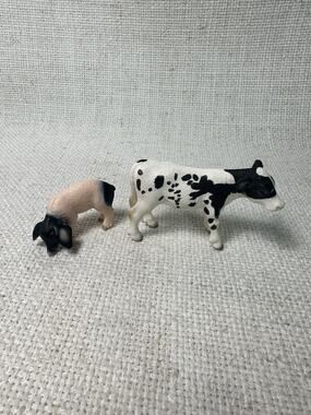 Schleich Holstein Cow & Pig Farm Animal Figures Germany Retired 2000s Lot of 2